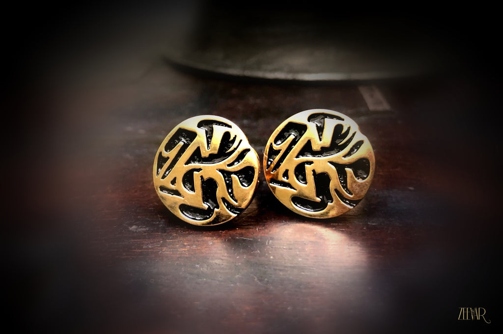 Circular initial meenakari cufflinks (Gold plated)