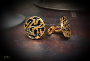Circular initial meenakari cufflinks (Gold plated)