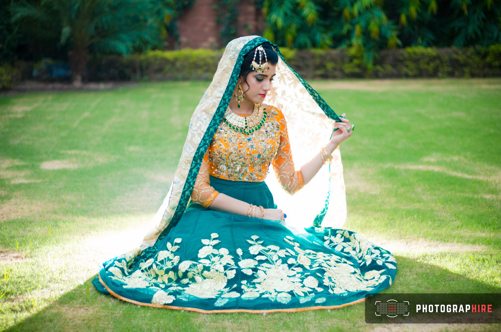 Green choker with earrings and jhumka