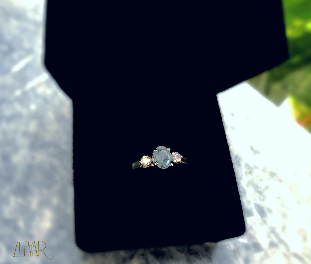 Real Aquamarine Minimalist Ring